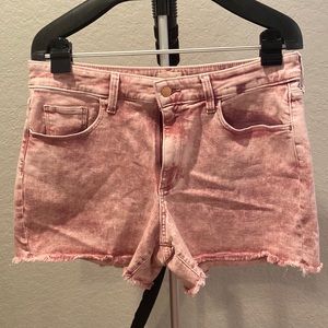 Universal Thread  Midi Shorts Ladies 14/ 32 Pink DenimCut Offs High Rise Marbled